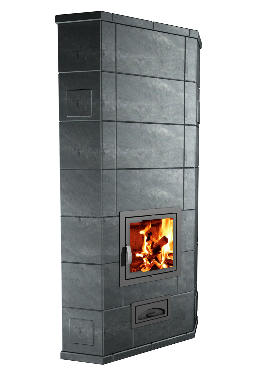 Кинерма (угловая теплоемкая печь-камин с доп. яр.)